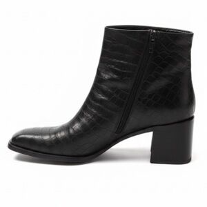 Via Spiga Vtg Dark Brown Croc Embossed Leather Square Toe Ankle Boots 9 Narrow